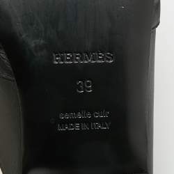 Pre Owned Hermès Black Karung Leather and Leather Oz Mules Size 39