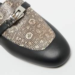 Pre Owned Hermès Black Karung Leather and Leather Oz Mules Size 39
