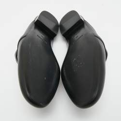 Pre Owned Hermès Black Karung Leather and Leather Oz Mules Size 39
