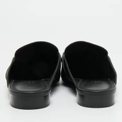 Pre Owned Hermès Black Karung Leather and Leather Oz Mules Size 39