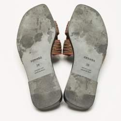 Pre Owned صندل هيرمس فلات أوران جلد برتقالي مقاس 39