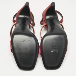 مملوكة مسبقًا Hermes Tricolor Satin Glamour Slingback Sandals Size 38