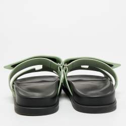 Pre Owned Hermes Green Leather Chypre Flat Sandals Size 36