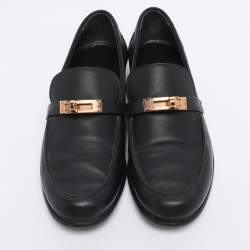 Pre Owned Hermès Black Leather Destin Loafers Size 38