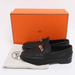 Pre Owned Hermès Black Leather Destin Loafers Size 38