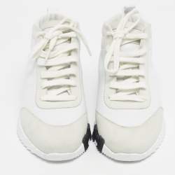 Pre Owned Hermes Grey/White Suede and Leather Hip-Hop Sneakers Size 36