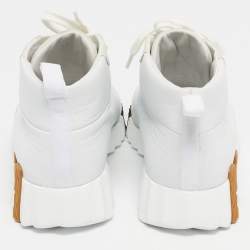 Pre Owned Hermes Grey/White Suede and Leather Hip-Hop Sneakers Size 36