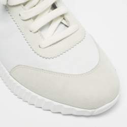 Pre Owned Hermes Grey/White Suede and Leather Hip-Hop Sneakers Size 36