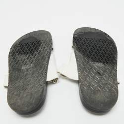 Pre Owned Hermes White Leather Chypre Sandals Size 39