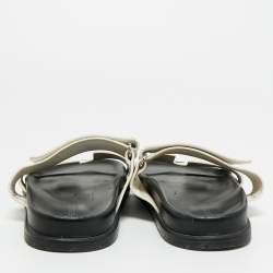 Pre Owned Hermes White Leather Chypre Sandals Size 39