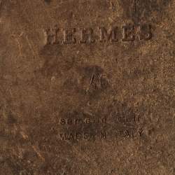 Pre Owned Hermes Dark Brown Leather Izmir Flat Slide Sandals Size 40