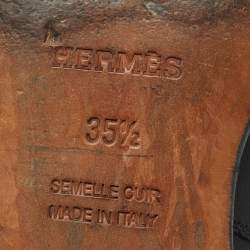 Pre Owned Hermes Black Leather jeff Ankle Length Boots Size 35.5