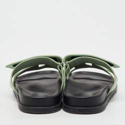 Pre Owned Hermes Mint Green Leather Chypre Flat Sandals Size 39