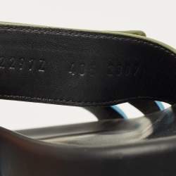 Pre Owned Hermes Blue/Green Suede Chypre Flat Sandals Size 40.5