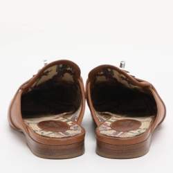 Pre Owned Hermes Naturel Leather Oz Flat Mules Size 38