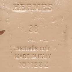 Pre Owned Hermes Naturel Leather Oz Flat Mules Size 38