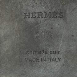 Pre Owned Hermes Black Leather Oran Flat Sandals Size 38.5