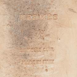 Pre Owned Hermes Blue/Brown Suede Nautilus Thong Slides Size 39