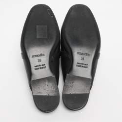 Pre Owned Hermes Black Leather Oz Mules Size 35
