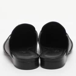 Pre Owned Hermes Black Leather Oz Mules Size 35