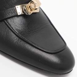 Pre Owned Hermes Black Leather Oz Mules Size 35