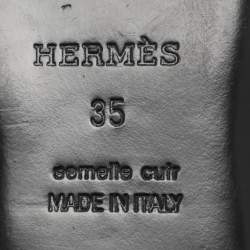 Pre Owned Hermes Black Leather Oz Mules Size 35