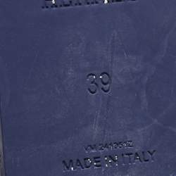 Pre Owned Hermes Navy Blue Rubber Island Flat Slides Size 39