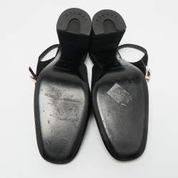 Pre Owned Hermes Black Velvet Jackie Slingback Pumps Size 37