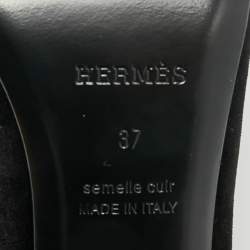 Pre Owned Hermes Black Velvet Jackie Slingback Pumps Size 37