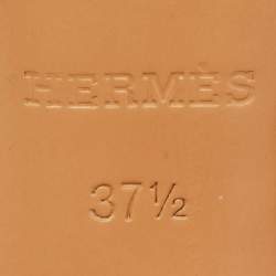 Pre Owned Hermes Orange Suede Pointed Toe Mules Size 37.5