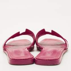 Pre Owned Hermes Pink Lizard Leather Oran Flat Sandals Size 37.5
