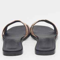 مملوكة مسبقًا صندل سلايد هيرمس أوران فلات سويدي بني مقاس 39