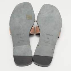 مملوكة مسبقًا صندل سلايد هيرمس أوران فلات سويدي بني مقاس 39