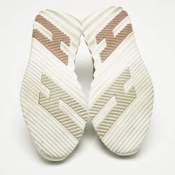 مملوكة مسبقًا Hermes Grey/Beige Suede and Mesh Bouncing Sneakers Size 41.5