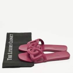 مملوكة مسبقًا Hermes Burgundy Rubber Aloha Flat Slides Size 38