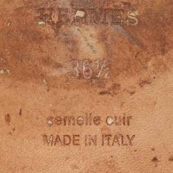 Pre Owned Hermes Brown Leather Oran Flat Sandals Size 36.5