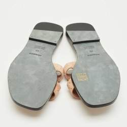 مملوكة مسبقًا Hermes Beige Suede Oran Crystals Flat Slides Size 40