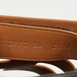 Pre Owned Hermès Brown Leather Chypre Flat Slides Size 36