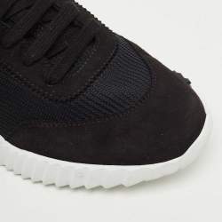 Pre Owned حذاء رياضي هيرمس باونسنج شبك وسويدي أسود منخفض من الأعلى مقاس 37