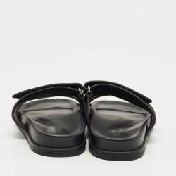 Pre Owned Hermes Black Suede Chypre Flat Sandals Size 39