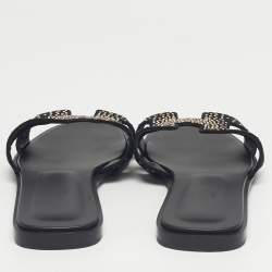 Pre Owned صندل سلايد هيرمس أوران فلات سويدي بني مقاس 39