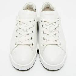 Pre Owned Hermès White Leather Kid Lace Up Sneakers Size 38