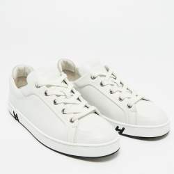 Pre Owned Hermès White Leather Kid Lace Up Sneakers Size 38