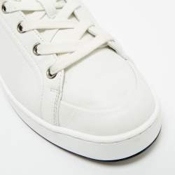 Pre Owned Hermès White Leather Kid Lace Up Sneakers Size 38