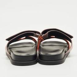 Pre Owned Hermès Brown/Beige Velvet Chypre Flat Sandals Size 40