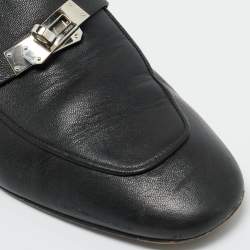 Pre Owned Hermes Black Leather Oz Mules Size 40