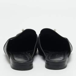 Pre Owned Hermes Black Leather Oz Mules Size 40