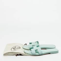 Pre Owned صندل هيرمس أوران جلد سحلية وردي مسطح مقاس 37.5