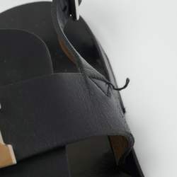 Pre Owned Hermes Black Leather Galerie Slingback Sandals Size 39