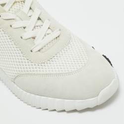 Pre Owned Hermes Grey/White Mesh and Suede Bouncing Low Top Sneakers Size 40.5